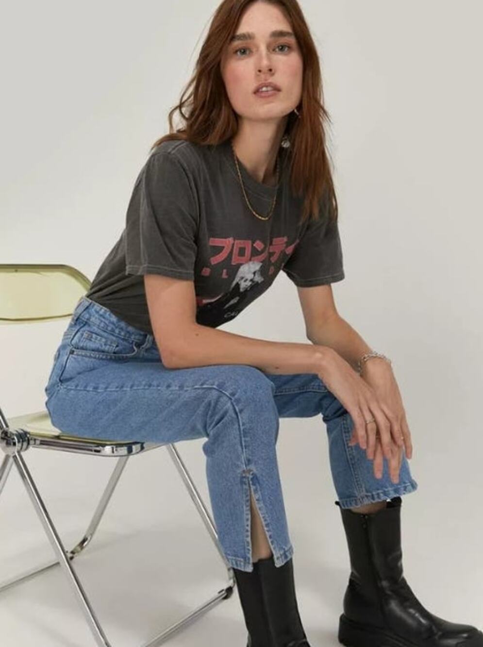 Nasty Gal Light Wash Split Hem 100% Cotton Denim Mom Jeans Women 8